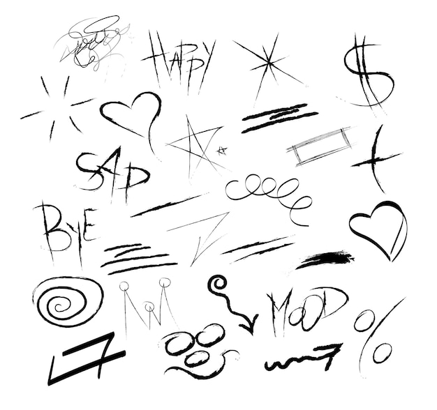 Y2K SCRIBBLE DOODLE PNG RANDOM ASSET DRAW PRINT SCHETCH ORNAMENT Il s'agit d'un dessin animé qui a été réalisé à l'aide d'une machine à dessiner.