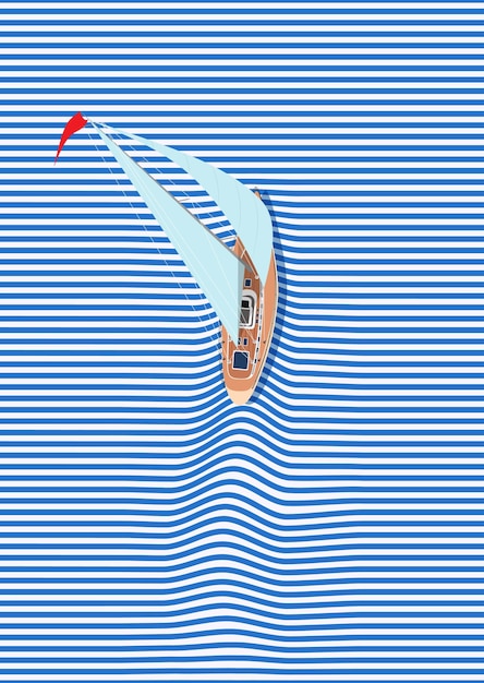 Yacht sur la crête d'une vague Illustration vectorielle d'un yacht moderne avec voiles sur les vagues