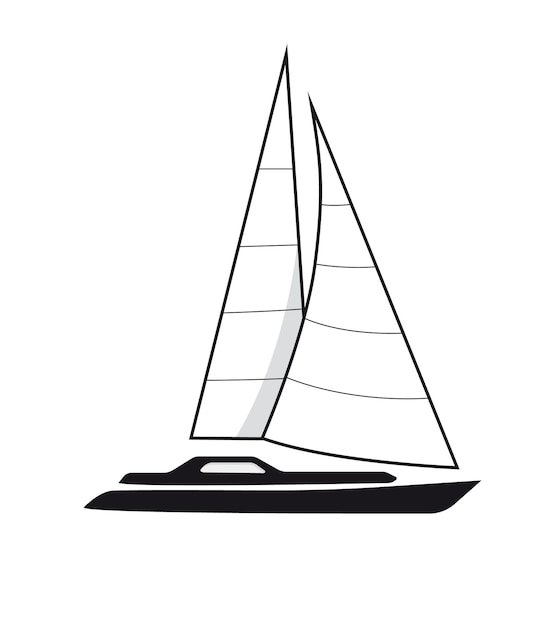 Yacht Vector Illustration Icône Noire