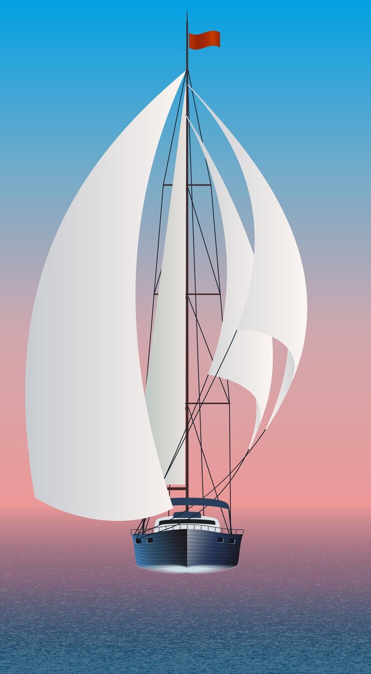 Vecteur yacht à la voile en haute mer illustration vectorielle dessin pour la créativité