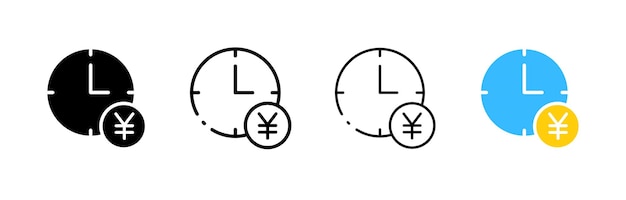 Yen et horloge Différents styles Yen à l'intérieur des icônes d'horloge Icons vectorielles