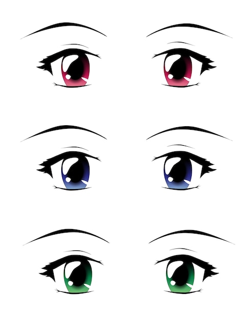 Yeux manga en trois couleurs format vectoriel EPS10