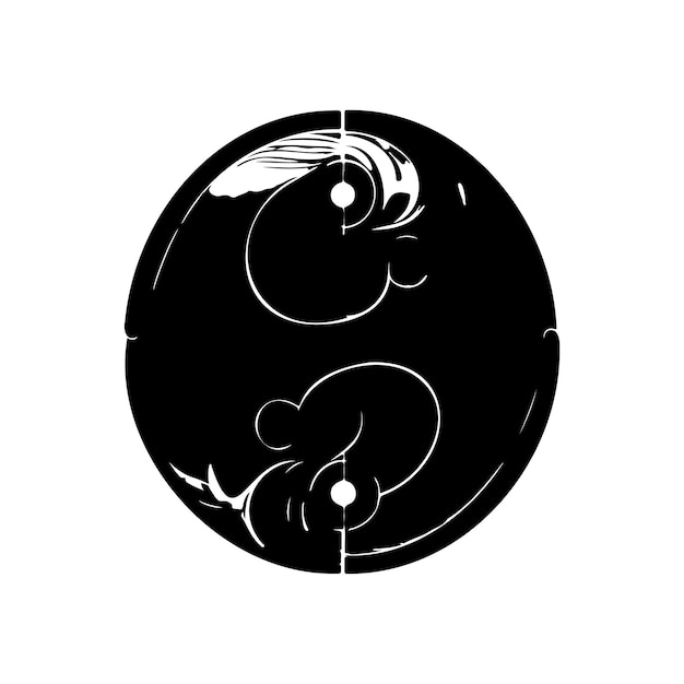 Vecteur yin yang icon dessin à la main couleur noire élément vectoriel et symbole du logo de la journée internationale du yoga