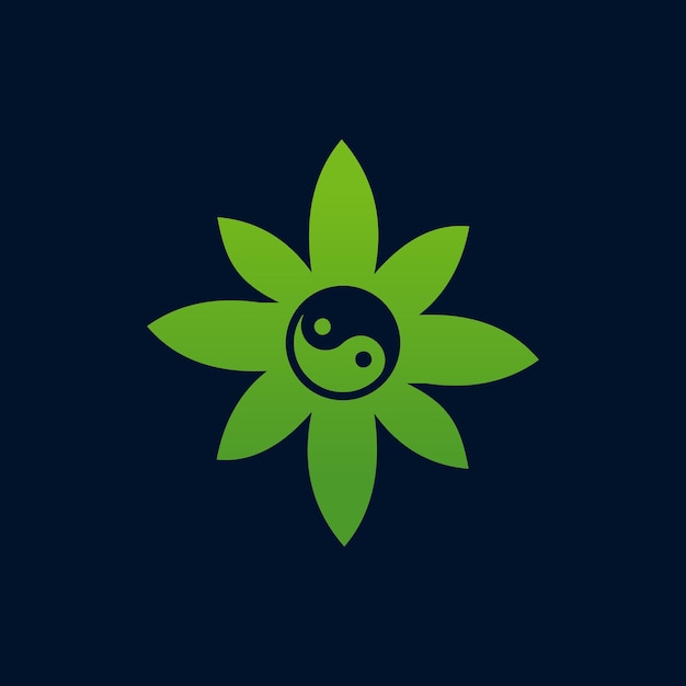 yin et zen dans le vecteur de conception de logo de feuille verte