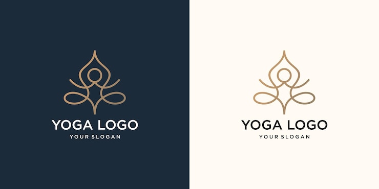 Vecteur yoga abstrait ligne humaine logo fil personne fleur équilibre logotype creative spa gourou vecteur marque