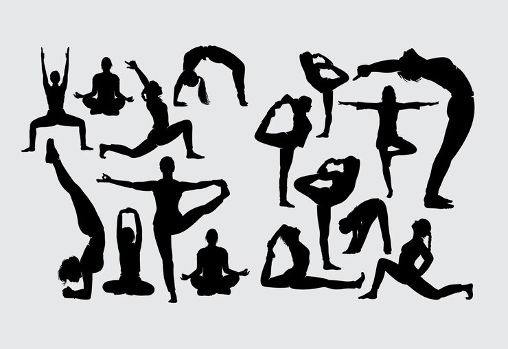 Yoga aérobic stretching et silhouette sport fitness