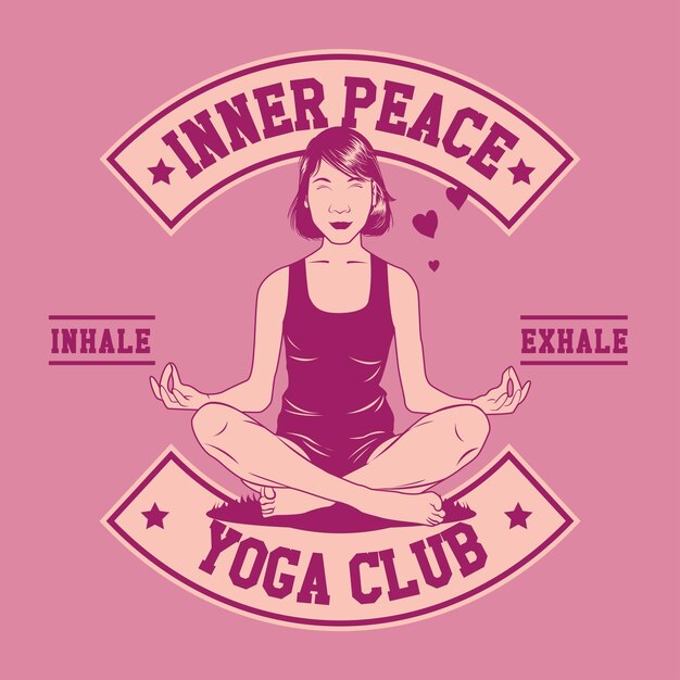 Vecteur yoga femmes posent paix intérieure yoga club emblème style design