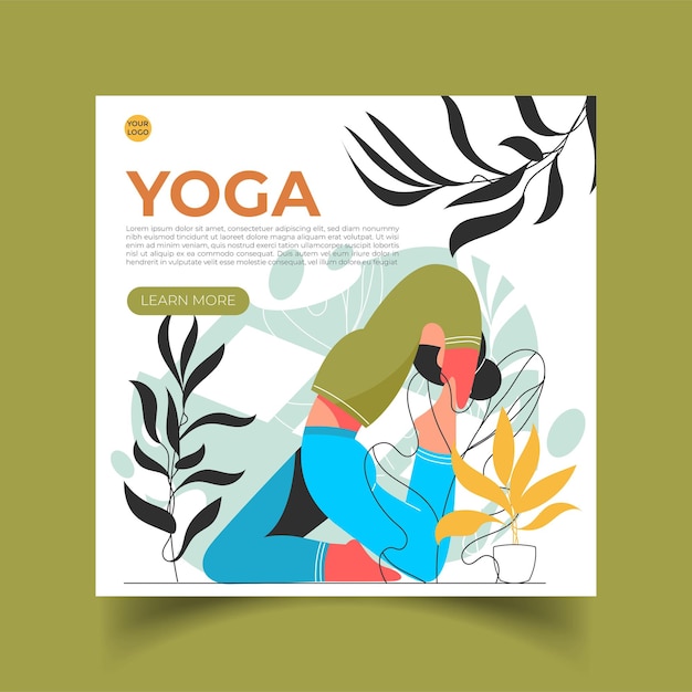 Yoga Fitness Et Illustration De Concept De Mode De Vie Sain Femme Méditant Dans La Pose De Lotus Parfaite Pour La Page De Destination De L'application Mobile De Bannière