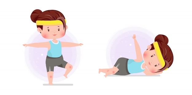 Yoga Fitness Position Illustration Personnage Mignon Concept