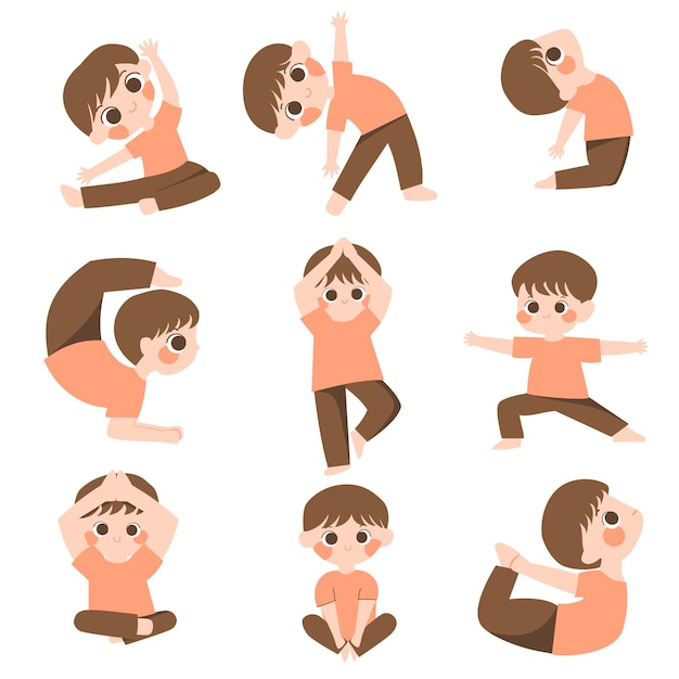 Vecteur yoga garçon pose illustration