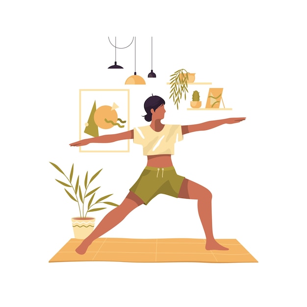 Vecteur yoga guerrier pose ou vrksasana vector clipart