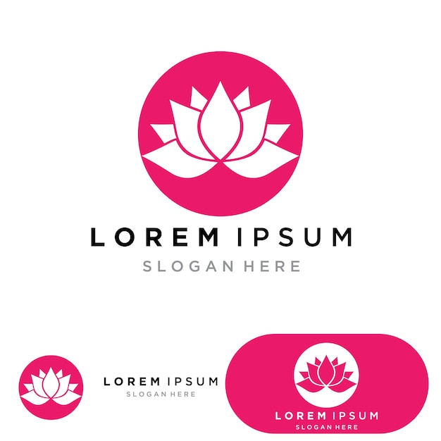 Yoga logo design stock méditation humaine en illustration vectorielle de fleur de lotus