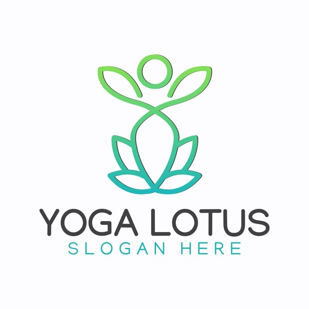 Vecteur yoga lotus logo design lotus avec icône de yoga humain avec logo de fleur de lotus massage de bien-être yoga