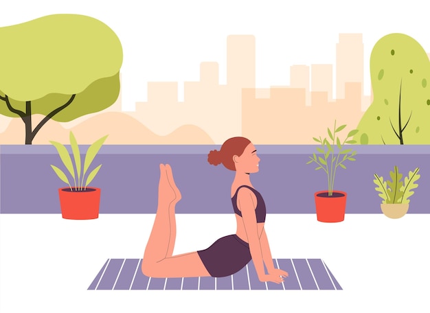 Vecteur yoga et méditation dans une ville urbaine moderne