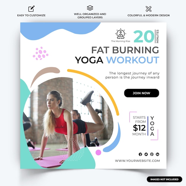 Yoga Meditation Instagram Post Web Banner Template Vecteur Vecteur Premium