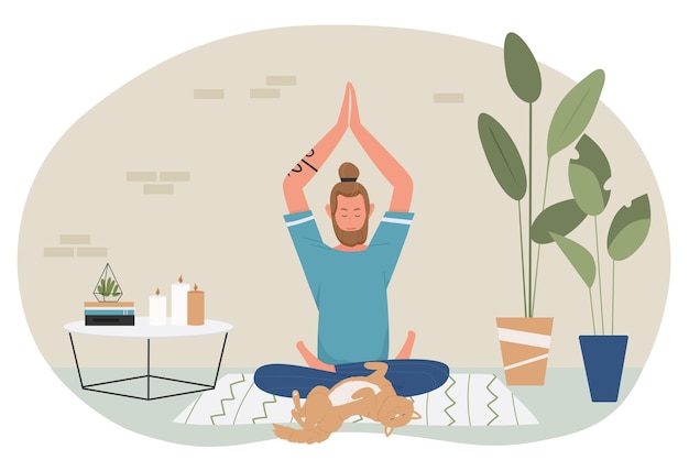 Yoga et méditation à la maison illustration