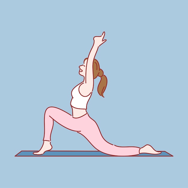 Yoga, Relaxation, Méditation, Concept. Jeune Femme Pratiquant Le Yoga. Illustration Vectorielle De Style Dessiné à La Main