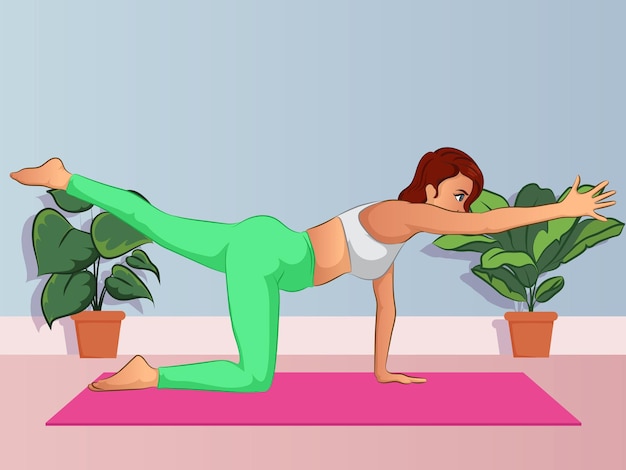 Yoga vectoriel pour débutants à la maison pour la méditation