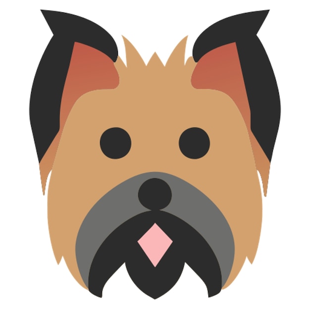 Vecteur le yorkshire terrier est une icône minimaliste de front.