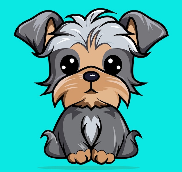 Vecteur yorkshire terrier mignon chiot chien assis illustration vectorielle mignon chien assis icône illustration