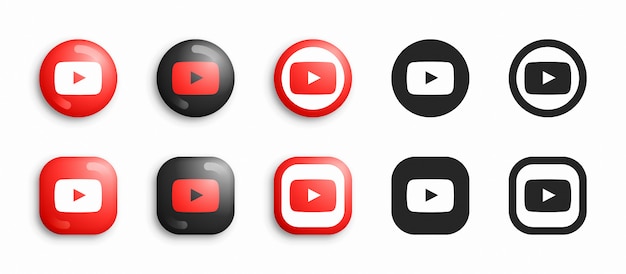 Youtube 3d Moderne Et Plat Icons Set