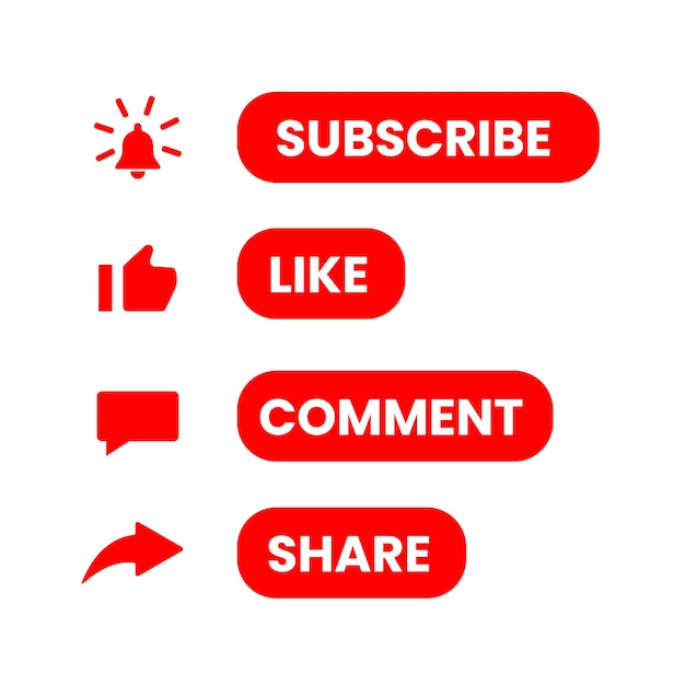 Vecteur youtube s'abonner bouton illustration vectorielle de couleur rouge