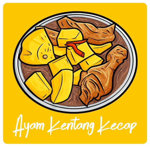 Yummy Ayam Kentang Kecap Un Repas Indonésien Dans Un Style Doodle