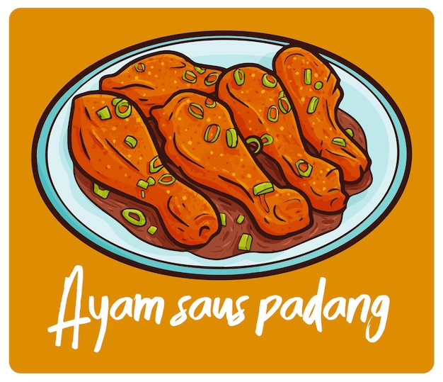 Yummy Ayam Saus Padang Une Cuisine Traditionnelle Indonésienne Dans Un Style Doodle