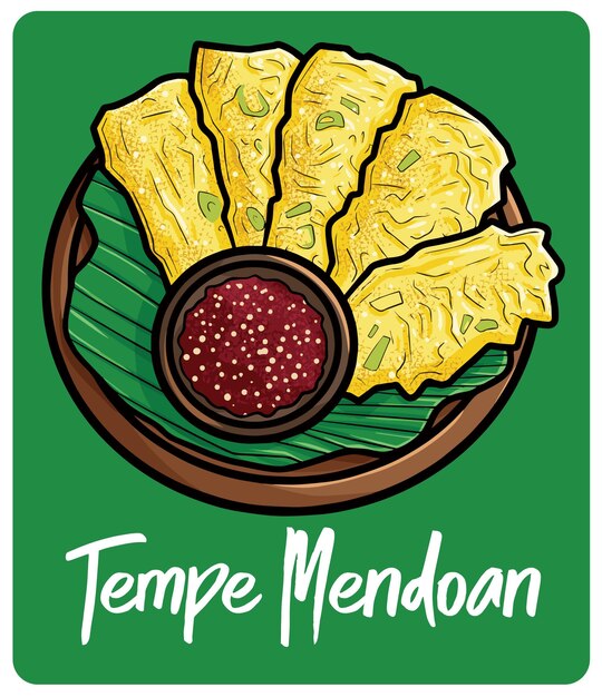 Yummy Tempe Mendoan Une Collation Traditionnelle D'indonésie En Style Cartoon