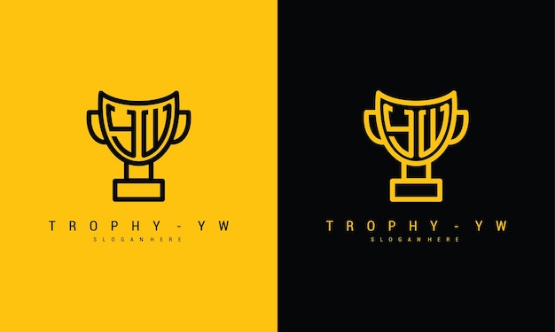 Yw Lettre Trophée Marquant La Victoire Logo Vecteur Icône Illustration Vecteur Premium