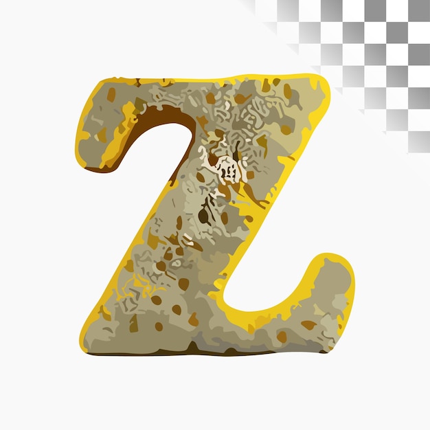 Vecteur z dessin de lettres élégante police éponge jaune alphabet