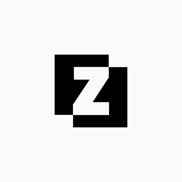 Z Lettre Lettermark Carré Initial Espace Négatif Logo Vector Icon Illustration