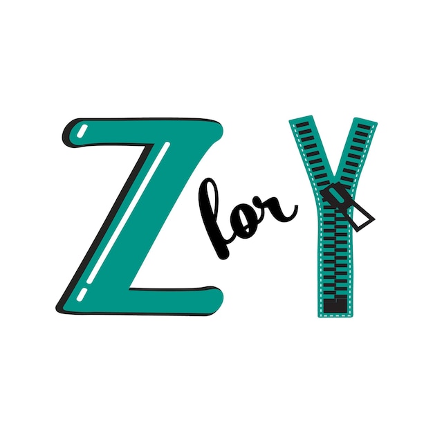 Vecteur z pour zipper z lettre et zipper vector illustration alphabet design pour enfants