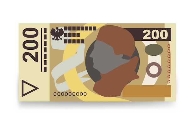 Zloty Polonais Vector Illustration Pologne Argent Ensemble De Billets De Banque Papier-monnaie 200 Pln