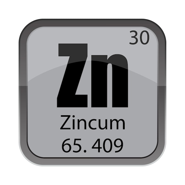 Zn Zinc 65409 Numéro 30 Texte carreaux chimiques gris Icône périodique vectorielle