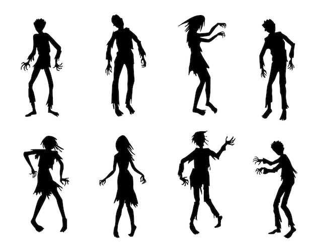 Zombie debout et à pied Collection de style silhouette