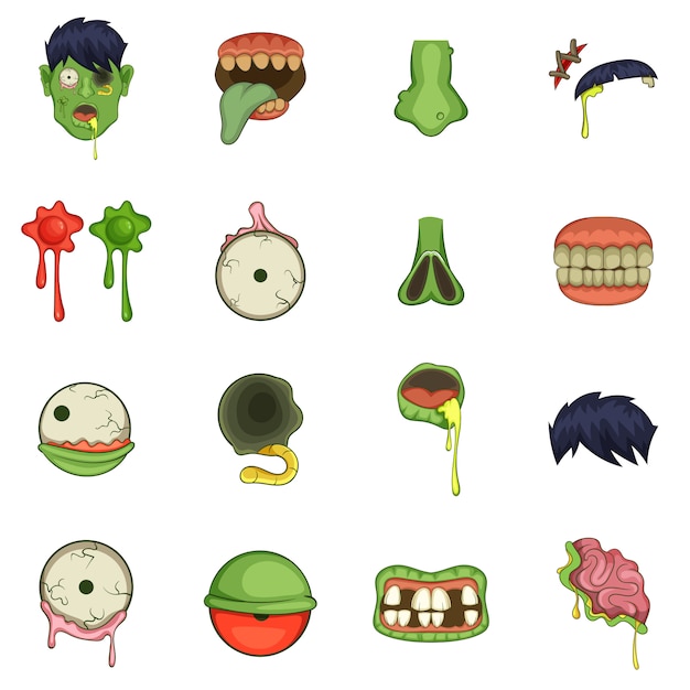 Zombie Parts Icons Set