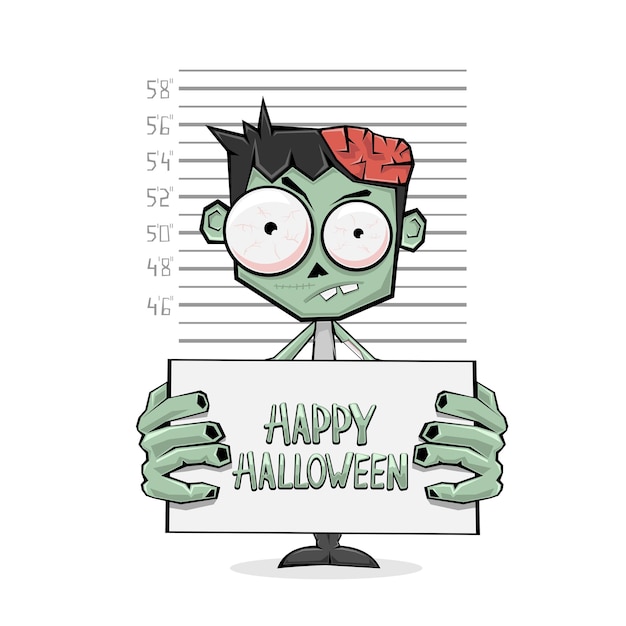 Zombie Suspect Et Texte Happy Halloween