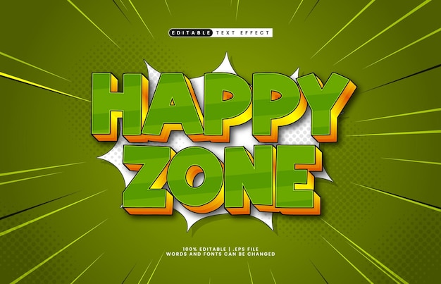 zone heureuse effet de texte modifiable avec un style de texte de jeu et de jeu