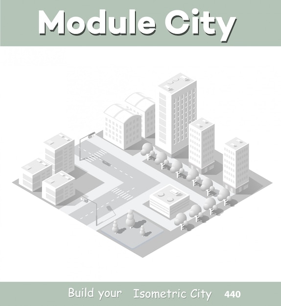 Zone De Module Isométrique Au Centre-ville