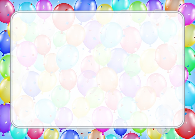 Zone De Texte De Bordure Blanche Avec Des Ballons Colorés