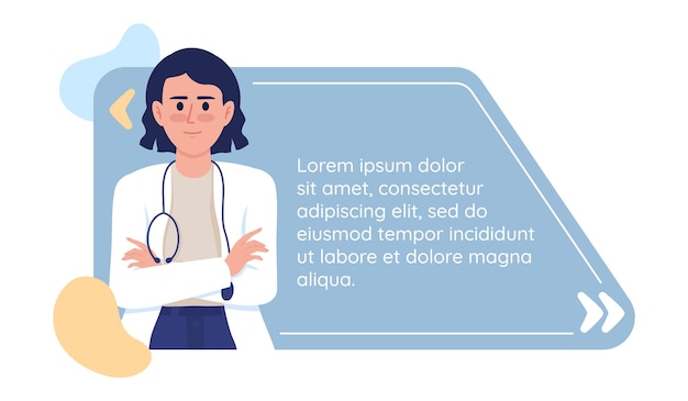 Zone de texte de devis de conseil de docteur avec le caractère plat