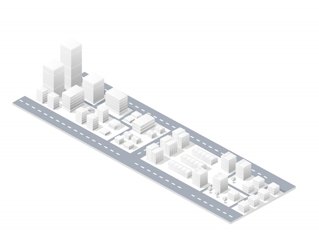 Zone urbaine de ville illustration isométrique avec un