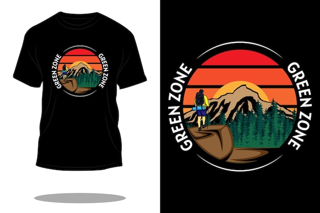 Zone Verte Dans La Conception De T-shirt Rétro De Montagne