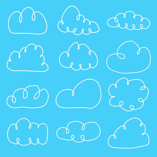 12 Outline Cartoon Cloud designs