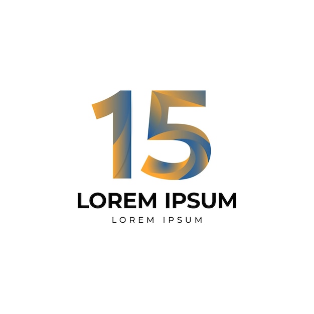 15 fifteen Number logo icon gradient illustration