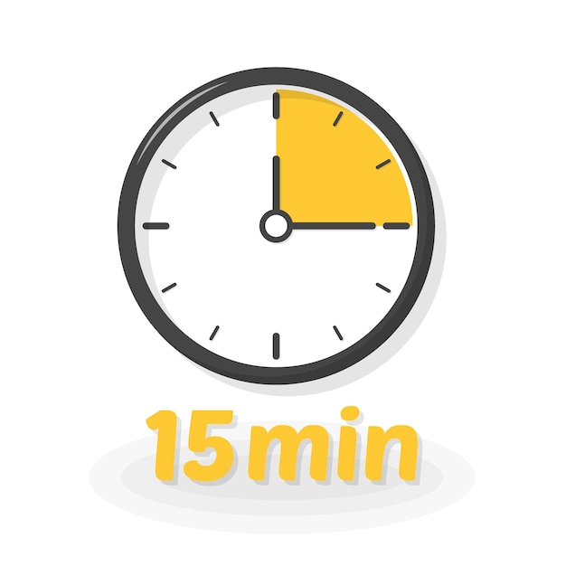 15 min icon clock icon flat style vector icon