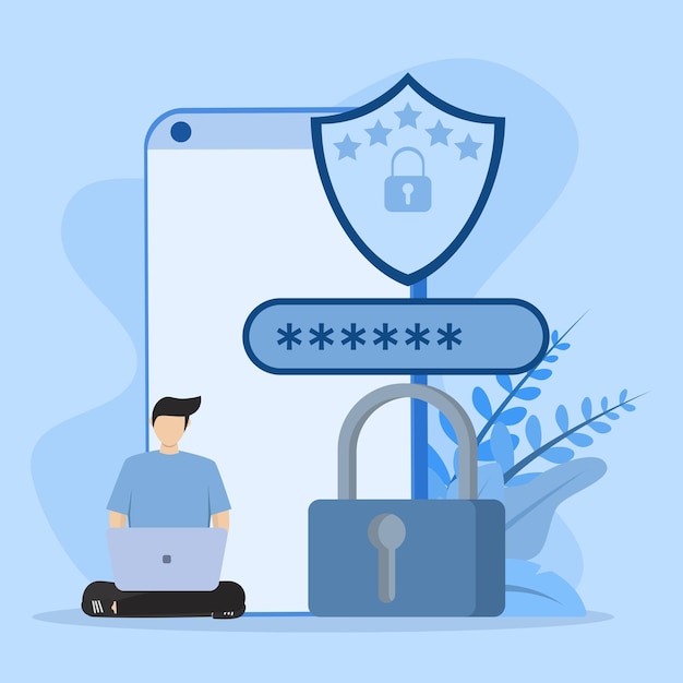 2 step authentication illustration concept. secure login verification password or sms with push code