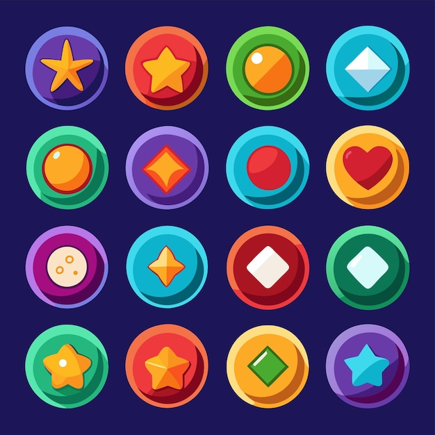 20 distinct buttons in a mobile game set