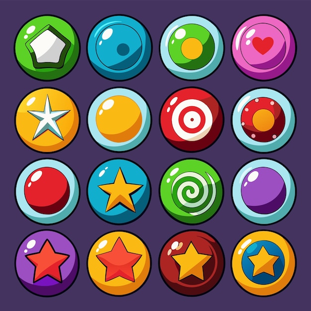 20 distinct buttons in a mobile game set